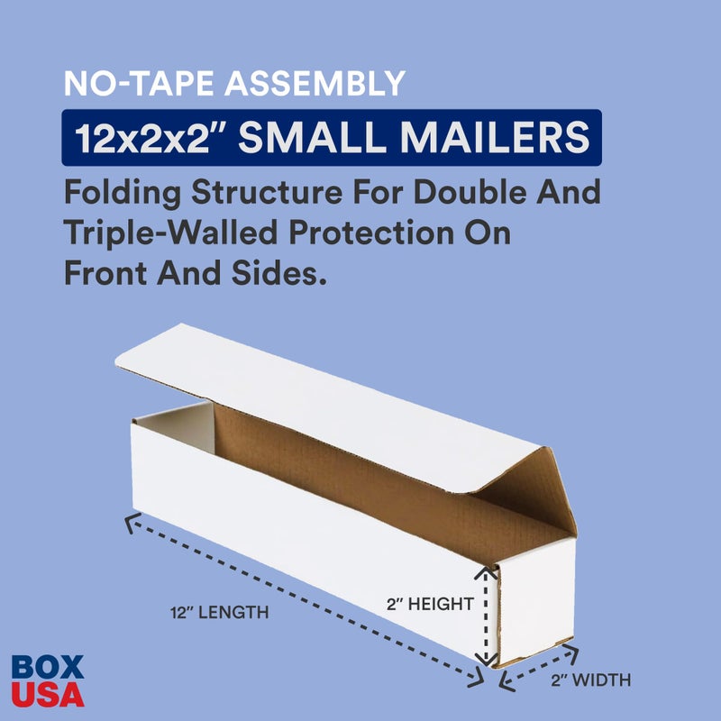 Box USA Small Box Mailers 12x2x2" White (Pack of 50) Corrugated Cardboard Box Mailer for Packing, Moving, Storage | Bulk Gift Box or Product Packaging for Small Business, Home, FBA - Image 2